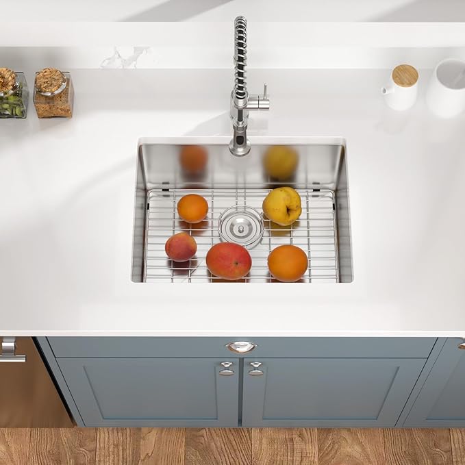 Mocoloo 23 Inch Undermount Kitchen Sink - 23x18 Inch Stainless Steel Kitchen Sink Under Mount 16 Gauge Single Bowl Handmade Basin, 10 Inch Deep