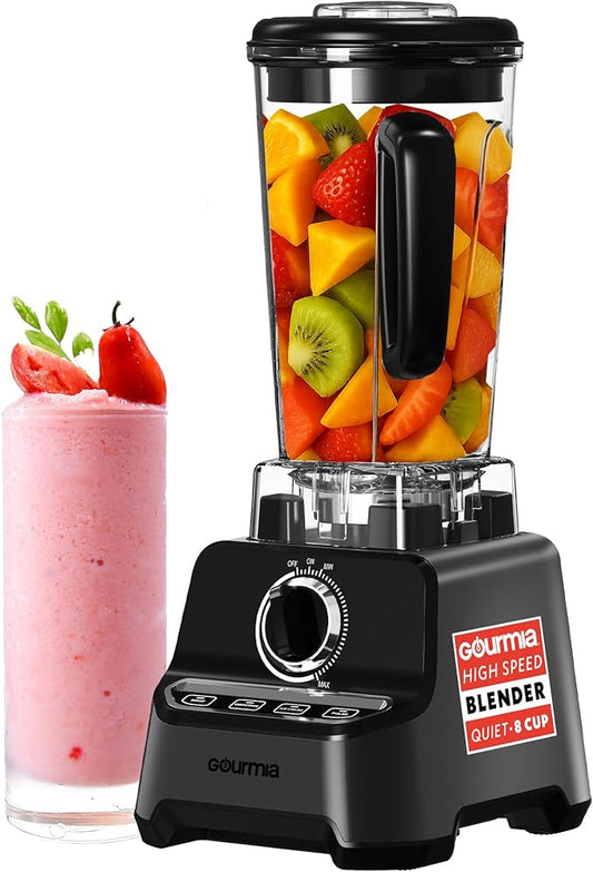 Gourmia Countertop Commercial Blender – 2L BPA-Free Pitcher, 4 Presets, 1500W High-Speed Motor, 45,000 RPM, Variable Speed Dial, Built-In Tamper, Dishwasher-Safe Parts, Black