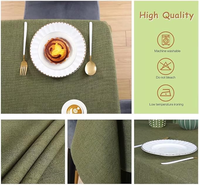 Table Cloth Rectangle Table Cover 55x95 Inches Faux Linen Wrinkle Free and Waterproof Moss Green Rectangle Tablecloth for Kitchen Dining Party Buffet Wedding