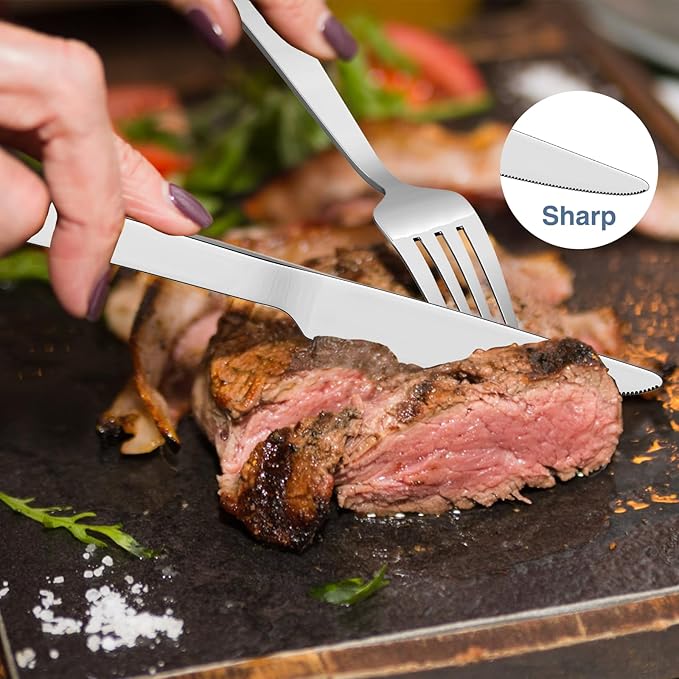 40 Piece Silverware Set For 8,Stainless Steel Flatware,Tableware Set Include Spoons/Forks/Knives,Yoehka Mirror Polished Cutlery/Utensil Set For Home Kitchen Restaurant Hotel,Dishwasher Safe