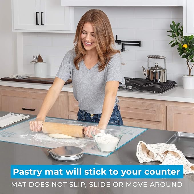XXL Silicone Pastry Mat – Non-Slip, Easy-Clean Rolling Mat for Dough, Cookies, Pie, Bread, Pizza & Fondant – Extra Large 23.5” x 31.5” Baking Mats Board with Printed Measurements & Conversion Chart