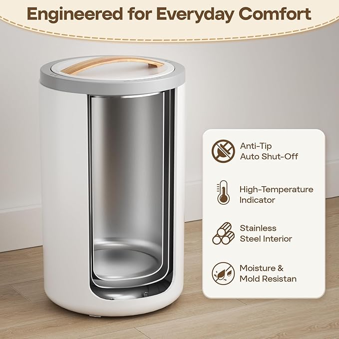 20L Luxury Towel Warmer Gift-Ready Box, Dual Heat, 30/60/90 Min Presets, Stainless Steel Interior, Tip-Over Auto Shut-Off, Includes 12 Fragrance Discs, Perfect Spa Gift for Home & Bathroom