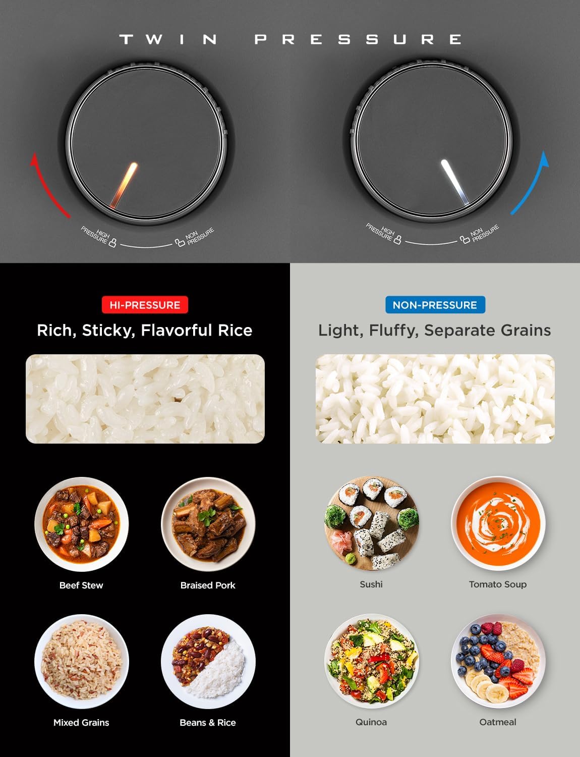 CUCKOO CRP-ST1009FG 10-Cup (Uncooked) / 20-Cup (Cooked) Twin Pressure Rice Cooker & Warmer with Nonstick Inner Pot, 16 Menu Modes, 3 Voice Guide, Auto Clean (Gray)
