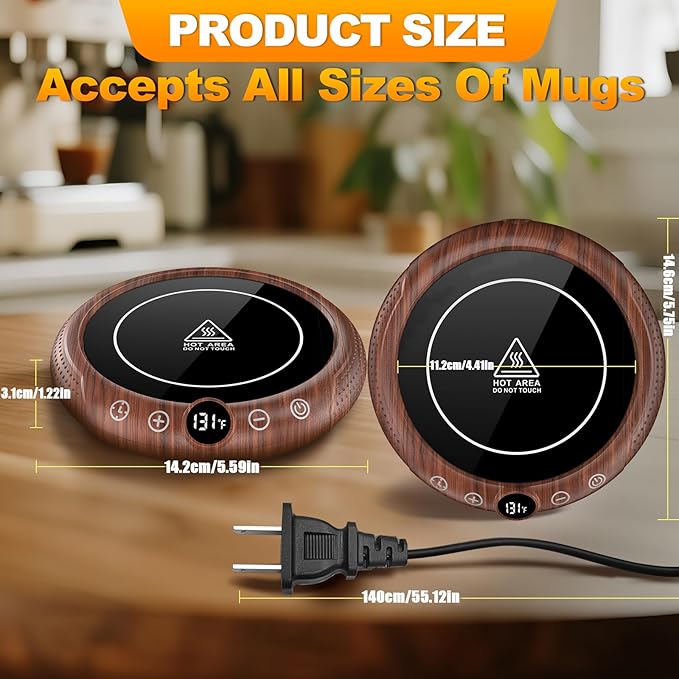 Mug Warmer, 36W Coffee Cup Warmer for Desk with Temperature Display 8-Temp Settings Controlled Heating Coffee Candle Warmer Plate for Beverage Gifts Accessories for Women Men (No Mug)