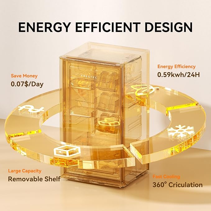 Frestec 3.2 Cu. Ft. Mini Fridge with Freezer Small Refrigerator, for Bedroom, Single Door, Energy Saving, Low Noise, Mini Fridge for Office (Grey)