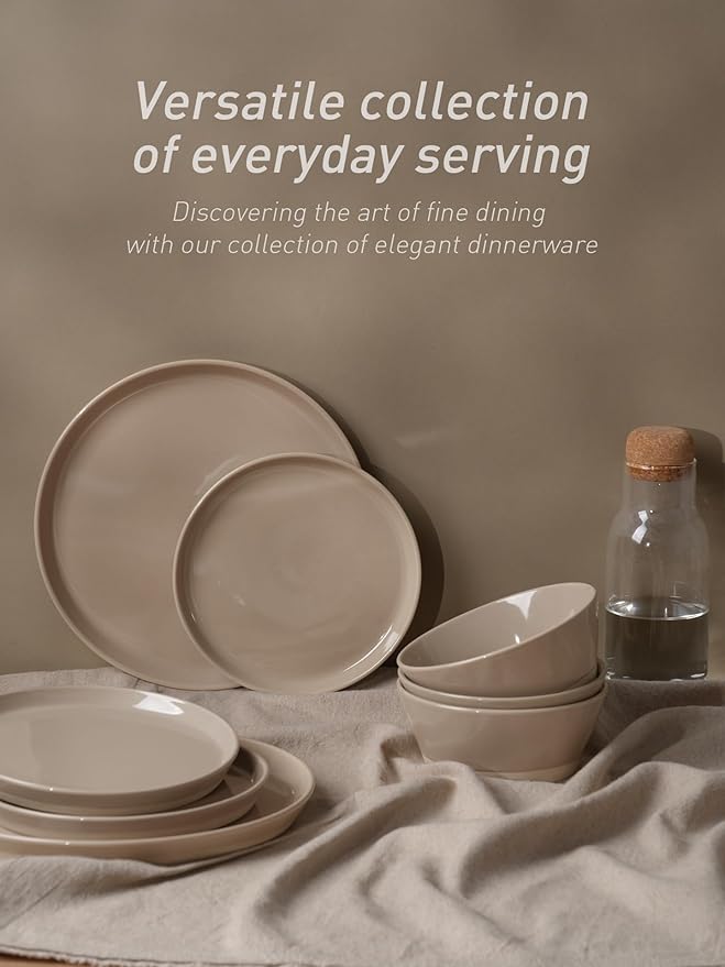 Famiware Saturn Speckled Dinnerware Sets for 6 (18 Pieces), Stoneware Plates and Bowls Dish Set - Chip and Scratch Resistant, Microwave and Dishwasher Safe, Cinnamon Brown