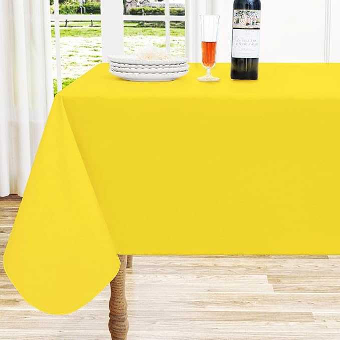 homing Rectangle Vinyl Tablecloth, Waterproof Spillproof Plastic Flannel Backed Table Cloth, Wipe Clean Table Cover for Dining, Buffet Parties and Camping (Yellow, 54" x 78")