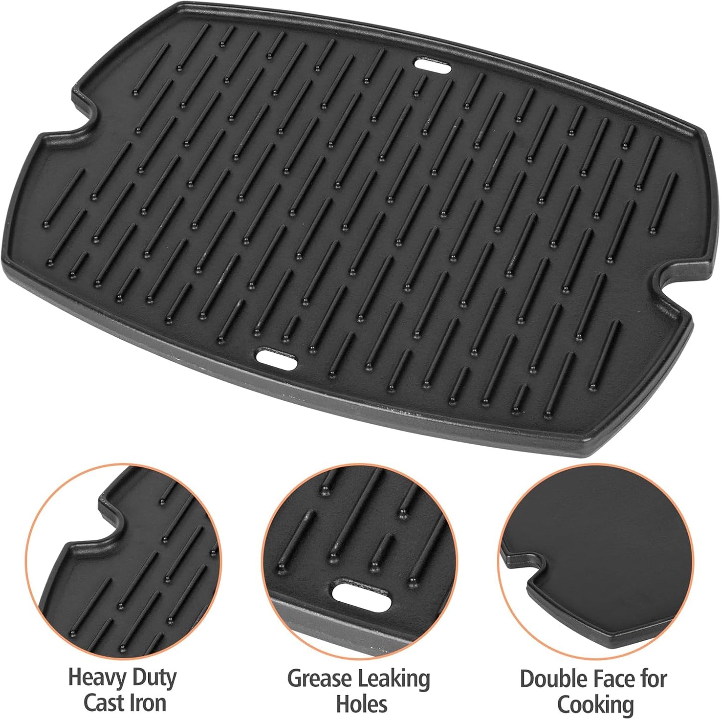 7582 Cast Iron Griddle for Weber Q1000 Grill, for Weber Q100 Q1000 Q1200 Q120 Q140 Q1400 Grill Parts, for 7582 Grate 6558 Full Size Griddle Inserts, Baby Q Replacement, Flat Top Plate Accessories