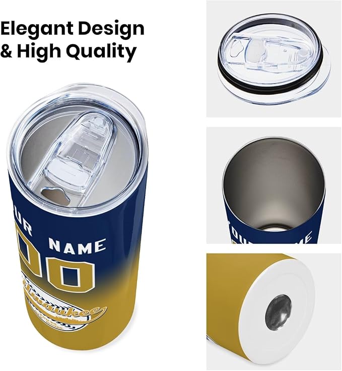 Custom Tumbler Stainless Steel Cup Personalized Baseball Vacuum Insulation Travel Mug Add Your Name Number Fans Gift for Baseball Fans