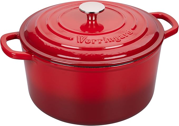 Enameled Cast Iron Dutch Oven Pot with Lid, for Sourdough Bread Baking, Round Dutch Ovens, 6 Quart, Red