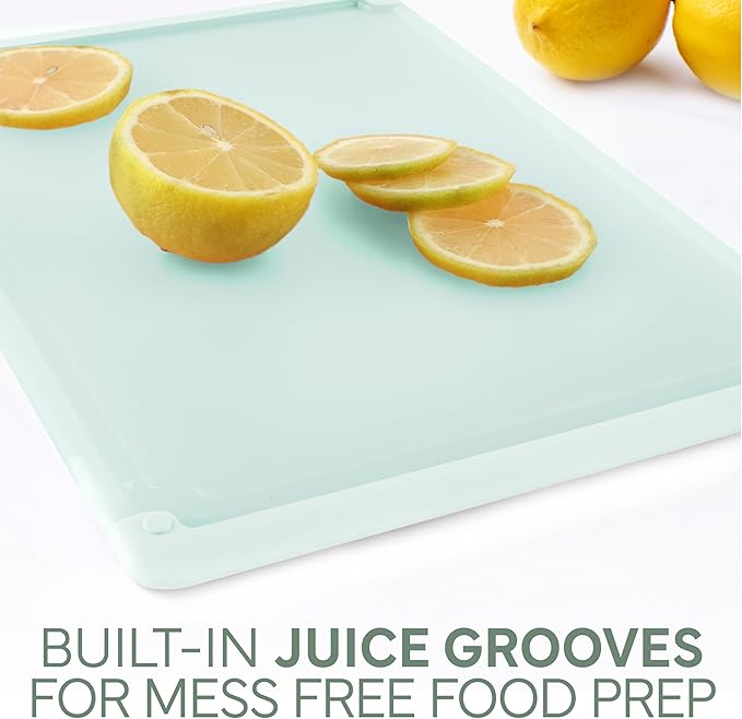 COOK WITH COLOR Extra Large Cutting Board Set, Jumbo-Sized Boards with Rubber Border for Enhanced Cooking Experience, 3-Piece, Mint
