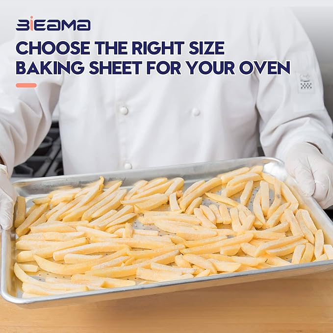 6 Pack Half Size 18" x 13" Aluminum Baking Sheet Pan Perforated, Commercial Bakery Equipment Cookie Sheets, NSF Approved Baking Tray