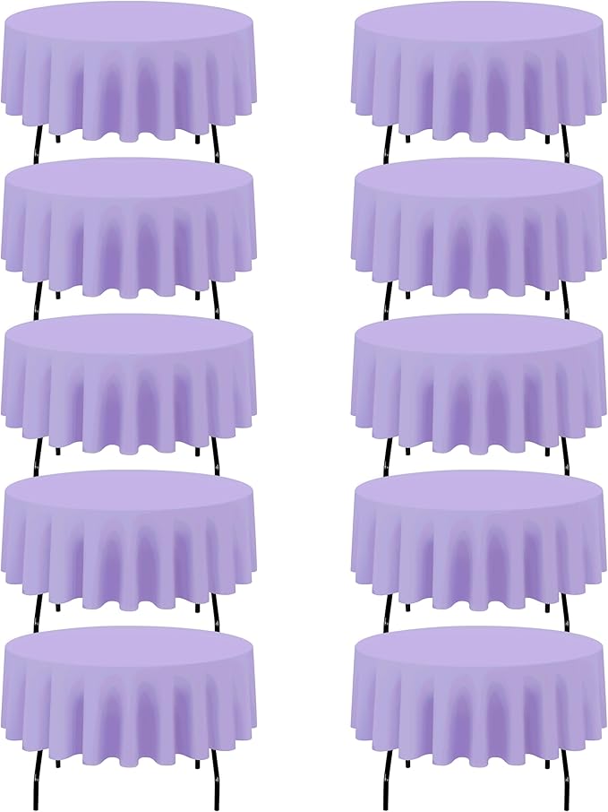 BRILLMAX 10 Pack Lavender Round Tablecloths 90 Inch - Circle Bulk Linen Polyester Fabric Washable Table Cloth Cover for Wedding Reception Banquet Birthday Party Buffet Restaurant