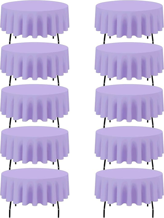 BRILLMAX 10 Pack Lavender Round Tablecloths 90 Inch - Circle Bulk Linen Polyester Fabric Washable Table Cloth Cover for Wedding Reception Banquet Birthday Party Buffet Restaurant