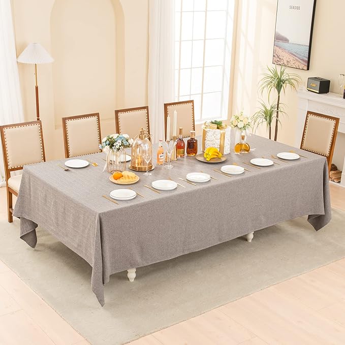 BALCONY & FALCON Rectangle Tablecloth Washable Wrinkle Resistant and Water Proof Table Cloth Decorative Linen Fabric Tablecloths for Dining Parties Kitchen Wedding and Outdoor Use (Gray, 90x156)