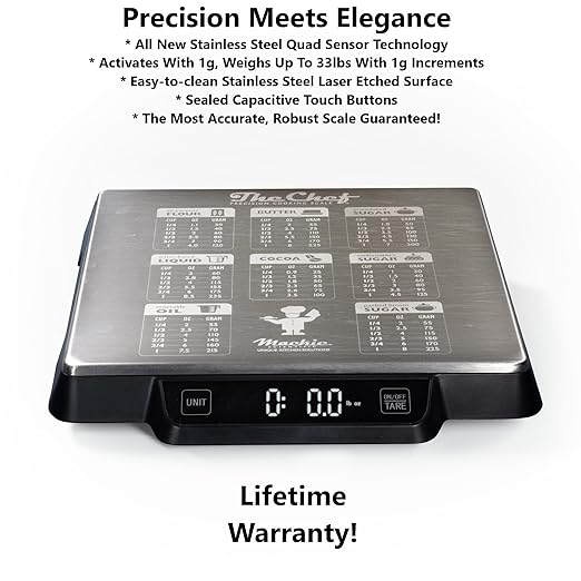 Heavy Duty Digital Kitchen/Food Scale – 33lb Capacity, 1g Accuracy, Perfect for Baking, Cooking & Meal Prep! Easy-to-Read with Large Containers. Bonus: Built in Baking Conversions! Restaurant Grade!