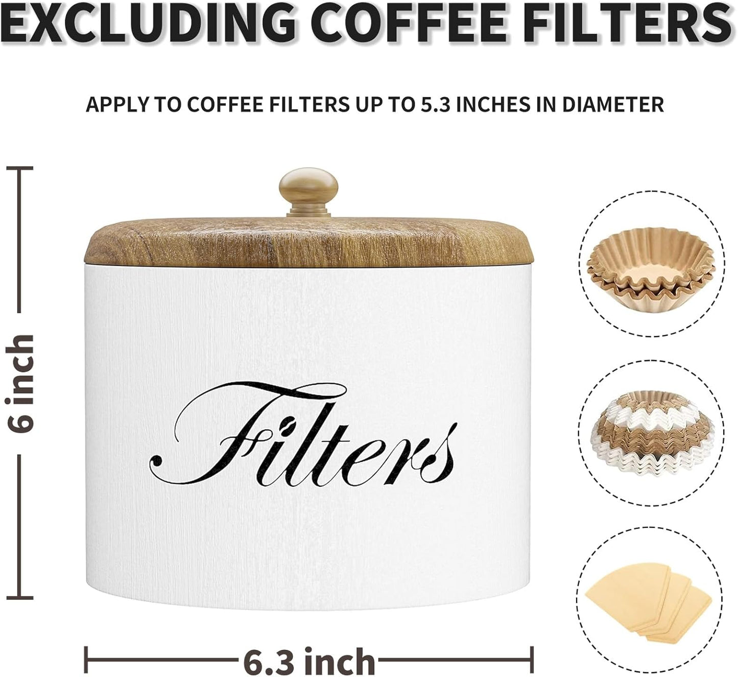 Wooden Coffee Filter Holder, Basket Storage Container for Counter, Black Small Bar Accessories for Coffee Bar Station(White Wooden)