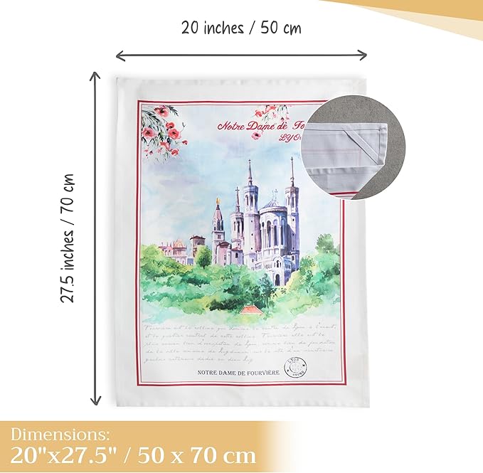 Maison d' Hermine Kitchen Towels Set of 3 100% Cotton 27.50" x 20" Reusable Cloth Tea Dish Towels Absorbent with Hanging Loop for Kitchen, Home, Dining, Cocktail Parties Spring/Summer (Obernai)