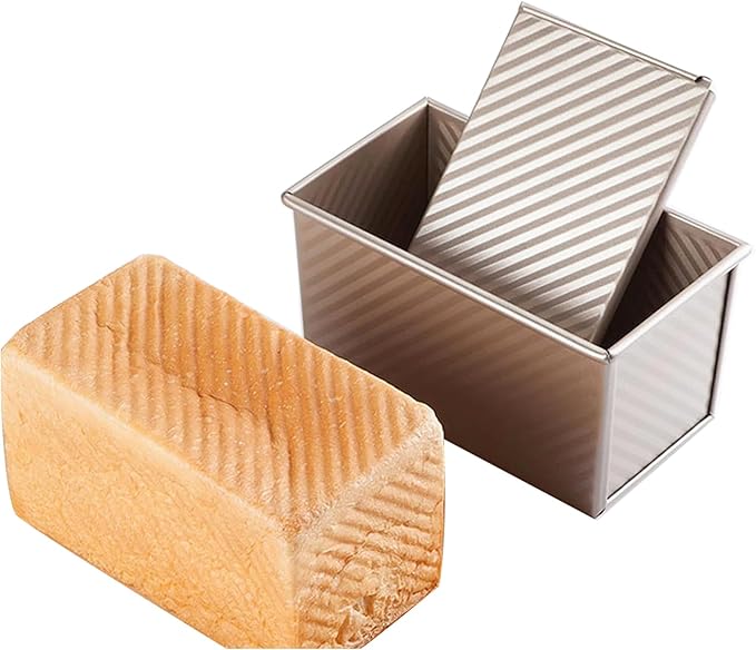 Pullman Loaf Pan with Lid, Aluminum Nonstick Bakeware for Baking Bread, 1 lb Dough Capacity