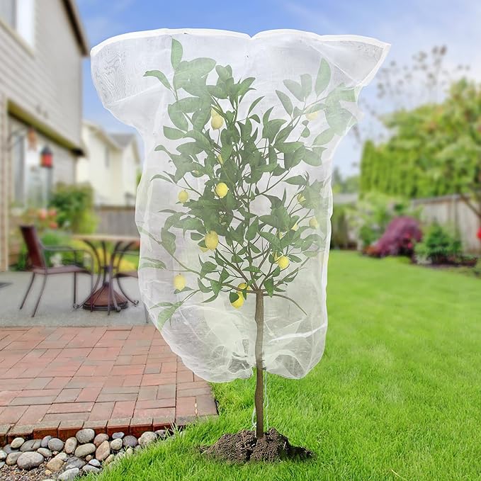 4PCS Netting for Garden Protection, BlueberryBush Netting Cover Insect Bird Barrier Mesh, TomatoProtective Cover with Drawstring Garden MeshNetting for Vegetables, Fruits, Trees, 2.7Ft x3.3Ft