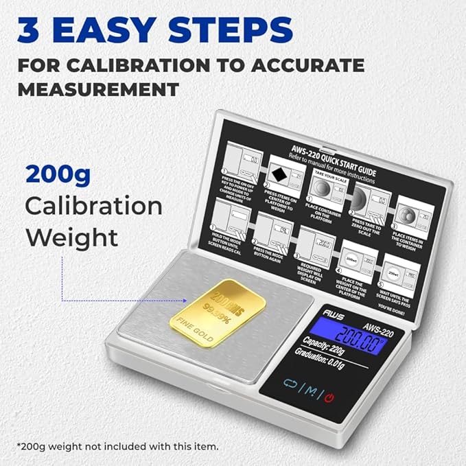 Series Digital Pocket Weight Scale 600g x 0.1g |Digital Gram Scale Small Scale Mini Food Scale Jewelry Scale Ounces/Grains Scale, Easy to Carry - AMERICAN WEIGH SCALES (Silver, 220g x 0.01g)