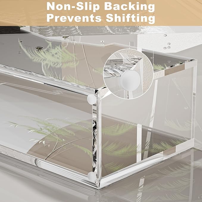 HELPLEX Clear Acrylic Guest Towel & Napkin Holder - Waterproof Splash-Proof Vertical Design for Bathroom, Kitchen, Dining Table - Home Hotel Office Organizer (2-Pack)