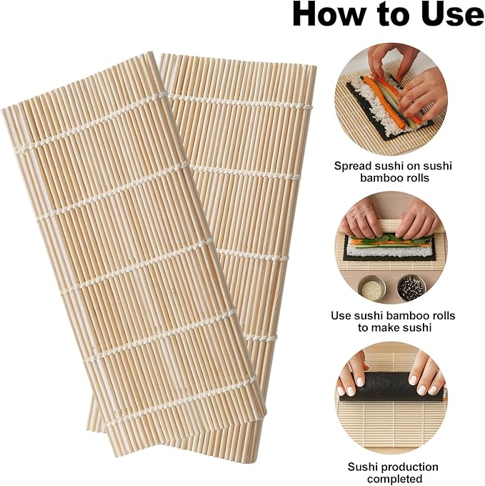 1PCS Bamboo Sushi Rolling Mat, White Sushi roll maker, Sushi making kit, Bamboo Sushi Rolling Mat