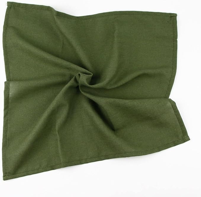 Solid Color Polyester Linen Blended Thin Dinner Napkins - Pack of 12 (40 x 40 cm) - for Events & Home Use (Army Green)