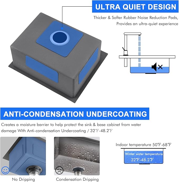 MENATT Brushed 20 Inch Kitchen Sink Drop in, 18 Gauge Stainless Steel 1 Faucet Hole Single Bowl Topmount Kitchen Sinks with Drain Assembly & Grid, D20"xW16"xH9"