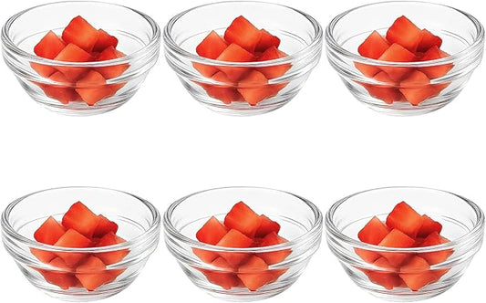 6 Pack Mini Glass Prep Bowls - 1.5oz Small Ramekins for Condiments, Dipping Sauces, Kitchen Organization