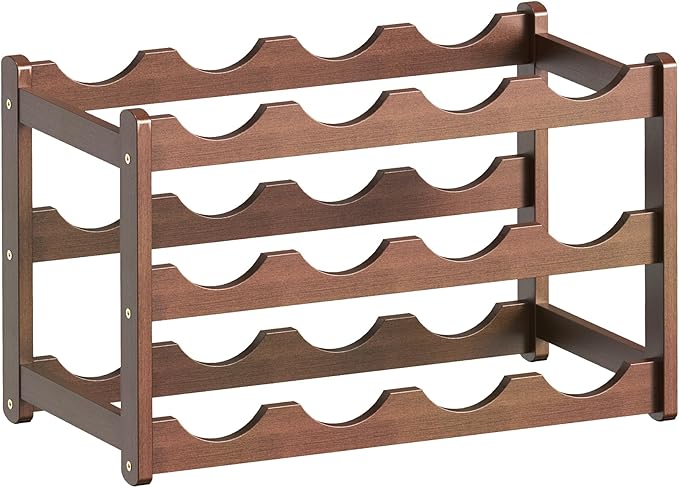 Wine Rack,Bamboo Wine Racks Countertop,Sturdy Wine Rack for Inside Cabinet &Freestanding Floor, 3-Tier 12 Bottles Racks for Kitchen,Cabinets,Home Bar,Wine Storage Racks(3-Tiers)