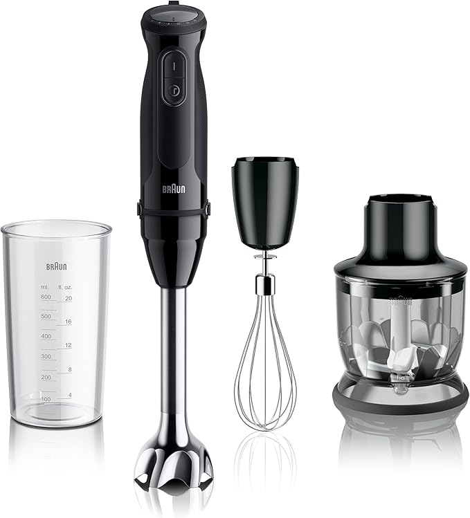 Braun MQ50202M MultiQuick Vario 5 Handheld Blender – 21-Speed Stick with Turbo Boost, Stainless Steel Blades, EasyClick System, 500W, Chopper, Whisk, Masher – Immersion Blender for Smoothies