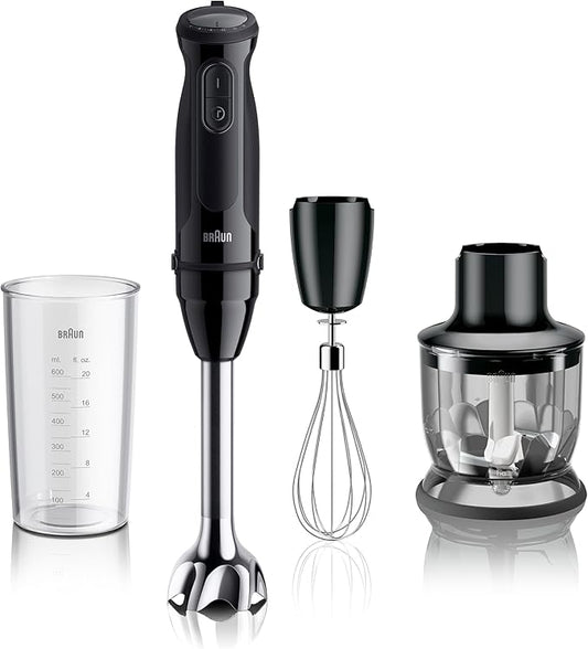 Braun MQ50202M MultiQuick Vario 5 Handheld Blender – 21-Speed Stick with Turbo Boost, Stainless Steel Blades, EasyClick System, 500W, Chopper, Whisk, Masher – Immersion Blender for Smoothies