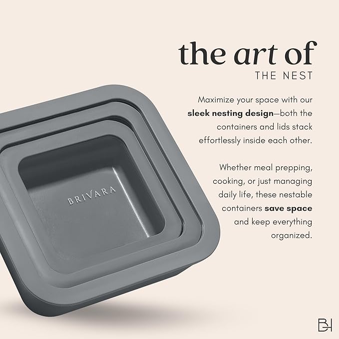 Ceramic Coated Glass Food Storage Containers | No PTFE, PFOA, PFAS, and BPA | Reusable Non Toxic Meal Prep Containers with Glass Lids | Easy To Store | 10 Piece Set [Smoke]