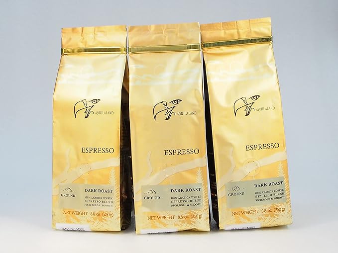 Aquilaland Premium Espresso, Dark Roast, 100% Arabica, 8.8 Ounce (Ground Coffee)