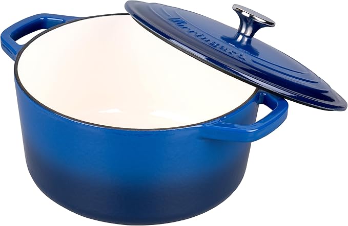 Enameled Cast Iron Dutch Oven Pot with Lid, for Bread Baking, Round Bread Oven- include Sourdough Bread Baking Supplies Set, 6QT, Blue
