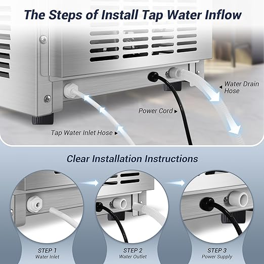 【120LBS/24H + 40 Cubes/12-18 Mins】 15" Commercial Ice Maker - 30LBS Storage, Self-Cleaning Under Counter & Freestanding Ice Machine for Home/Bar/Outdoor