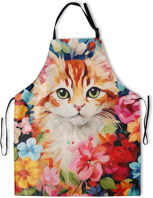 Funny Animal Apron with 2 Pockets Waterproof for Men Women Kitchen Garden Decor