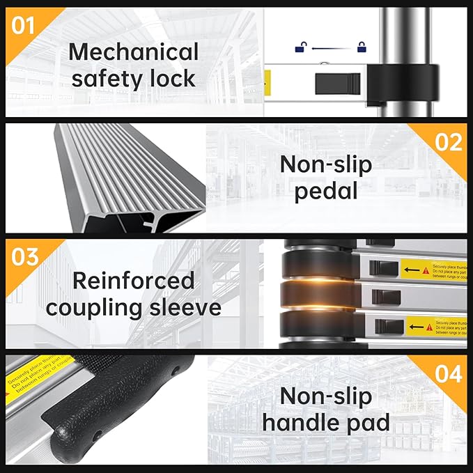 10.5ft Telescoping Ladder, Multi-Purpose Collapsible Ladder with Hook, Aluminum Extension Ladders for Home, Folding Telescoping Ladder for RV, Attic, Daily Use at Home, 330 lbs…