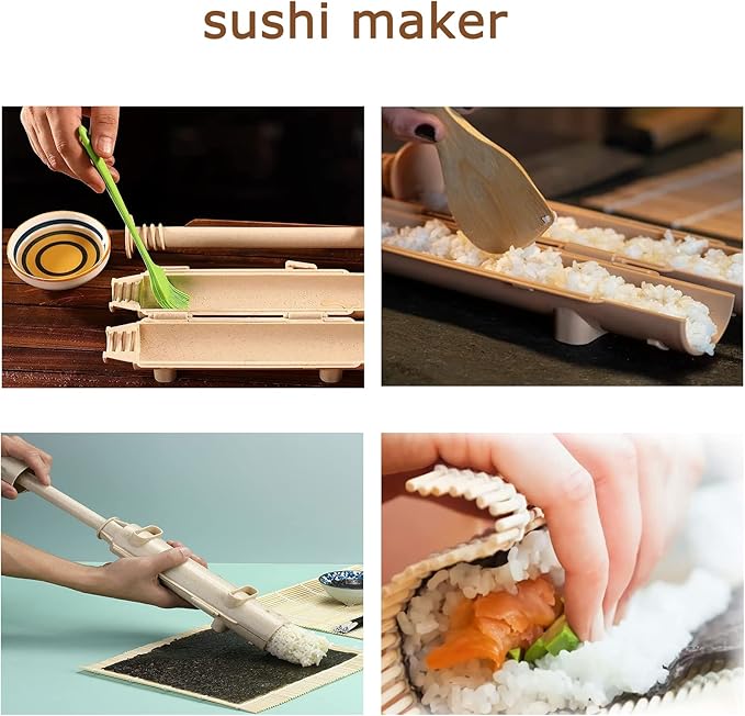 Sushi Bazooka, Bamboo Sushi Rolling Mat, Sushi Making Kit For Beginners - 3 PCS