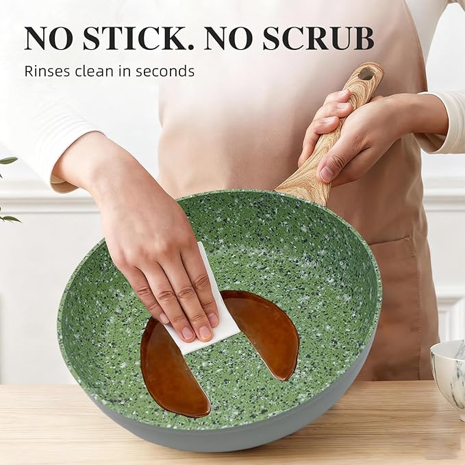 3-Piece Nonstick Cookware Set, 8.5 Inch Frying Pan & 2 Pots with Lids | PFAS & PFOA Free Non-Toxic Coating | Induction Compatible, Dishwasher Safe | Pots and Pans Set for Beginner Kitchen