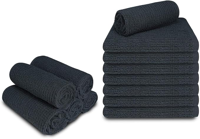 Softolle Bar Mop Towels, Pack of 12-16x19 Inches - 100% Cotton Super Absorbent Towels, Multi-Purpose for Home and Bar Cleaning (Grey)