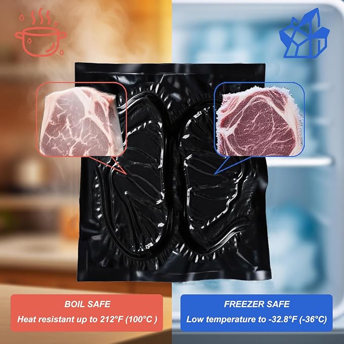 All Black Vacuum Sealer Bags 15" x 20", 5.5 Mil Precut Vacuum Seal Bags for Food Storage, Sous Vide, and Meal Prep, Heavy Duty Commercial Grade, 50 Count