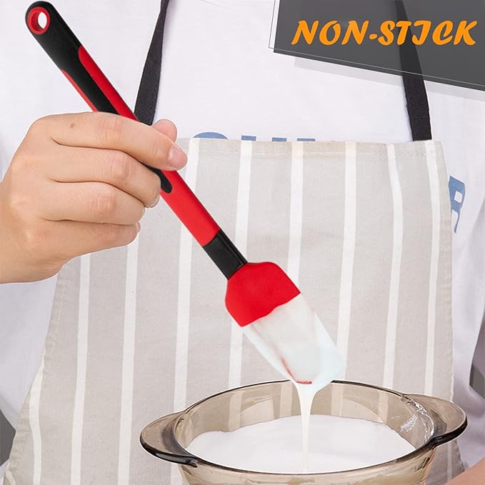 TEEVEA Silicone Spatula for Cooking Baking Mixing, Heat Resistant Non-Stick Dishwasher Safe BPA-Free Kitchen Utensils, Set of 4, Red and Black