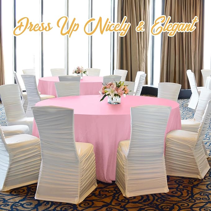 BRILLMAX 8 Pack Pink Round Tablecloths 90 Inch - Circle Bulk Linen Polyester Fabric Washable Table Cloth Cover for Wedding Reception Banquet Birthday Party Buffet Restaurant