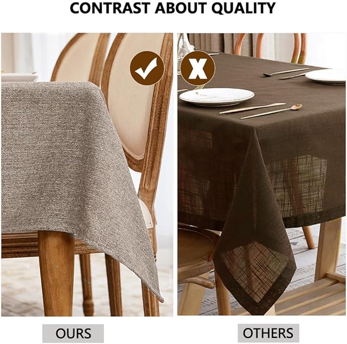 Table Cloth Rectangle Table Cover 55x71 Inches Faux Linen Wrinkle Free and Waterproof Taupe Gray Rectangle Tablecloth for Kitchen Dining Party Buffet Wedding