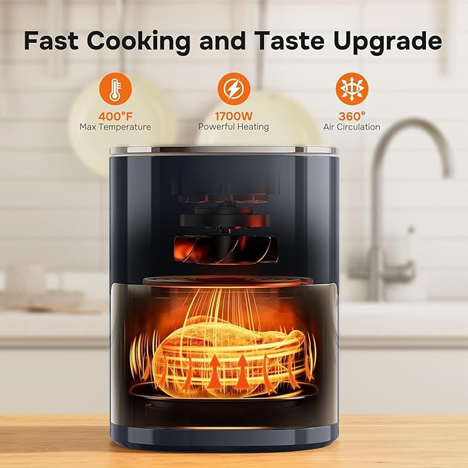 Simple Deluxe 12-in-1 Air Fryer 6.34 Qt, Digital Preset Airfryer with Visible Window, Nonstick and Dishwasher-Safe Basket, Air Fry, Roast, Bake, Dehydrate, Fries, 1700W, Gary