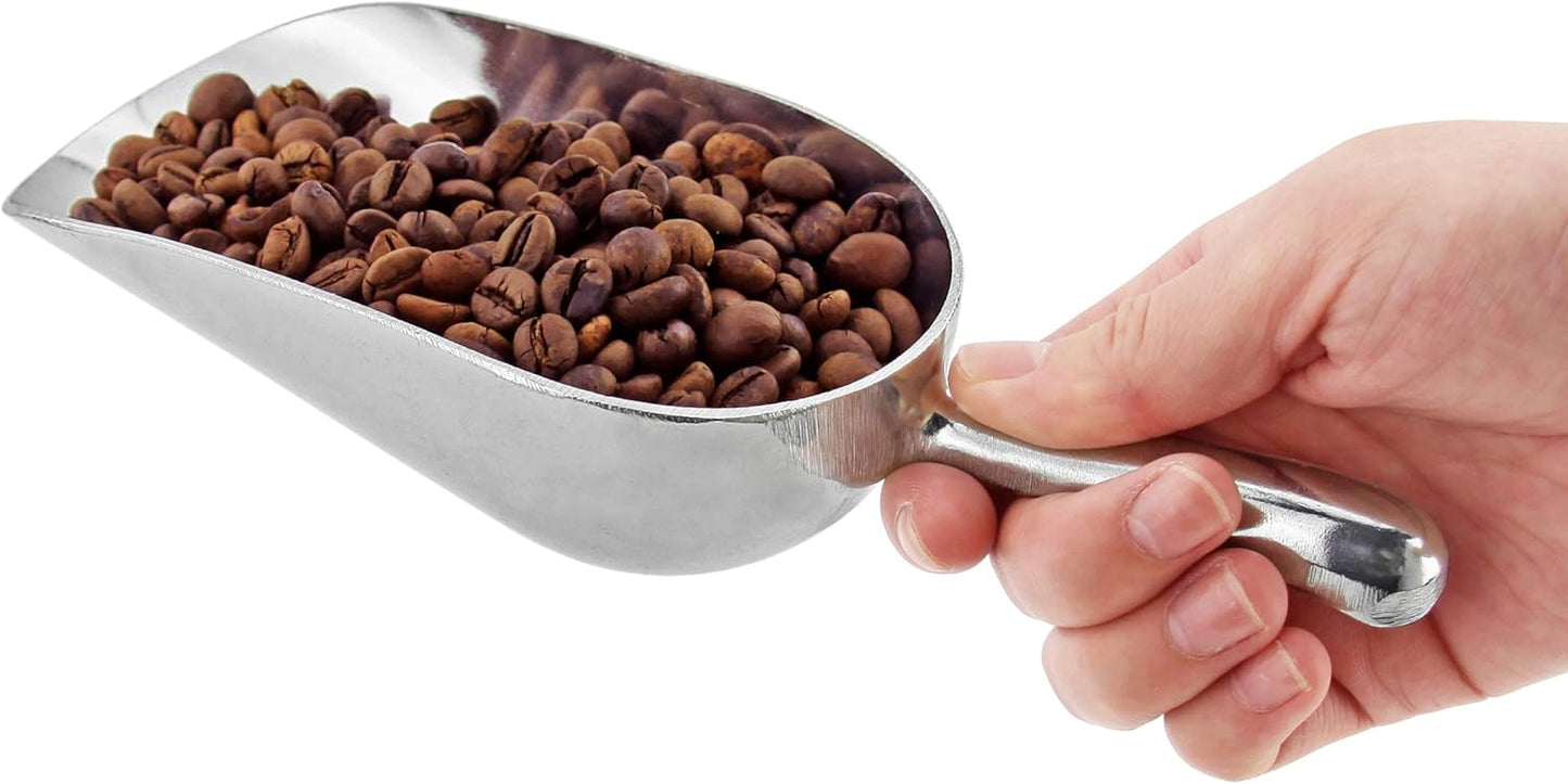 New Star Foodservice 34523 One-Piece Cast Aluminum Round Bottom Bar Ice Flour Utility Scoop, 12-Ounce, Silver (Hand Wash Only)