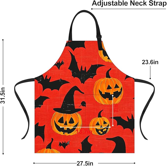 Halloween Apron Home Kitchen Cooking Baking Gardening for Women Men with Pockets waterproof 32x28 inch