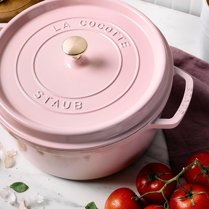 Staub Cast Iron Round Cocotte 7-quart-Peony Pink